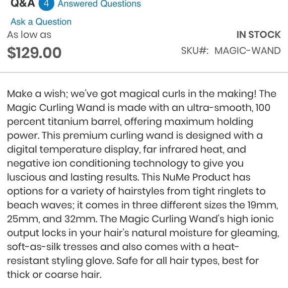 NuMe clipless curling iron - Picture 2 of 2